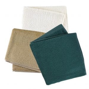 øko-bambushåndklæde grøn beige hvid